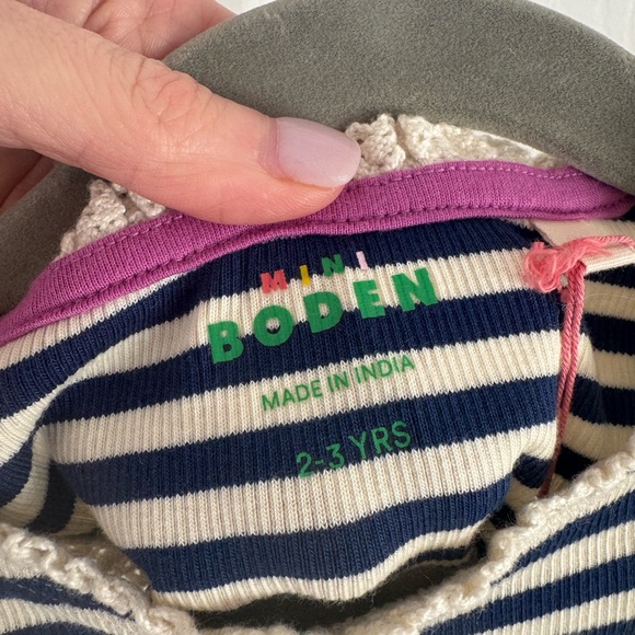 Mini Boden Navy and Cream Striped Tank Top - Picture 3 of 4